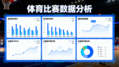 体育数据分析界面中的统计图表与比赛指标可视化展示